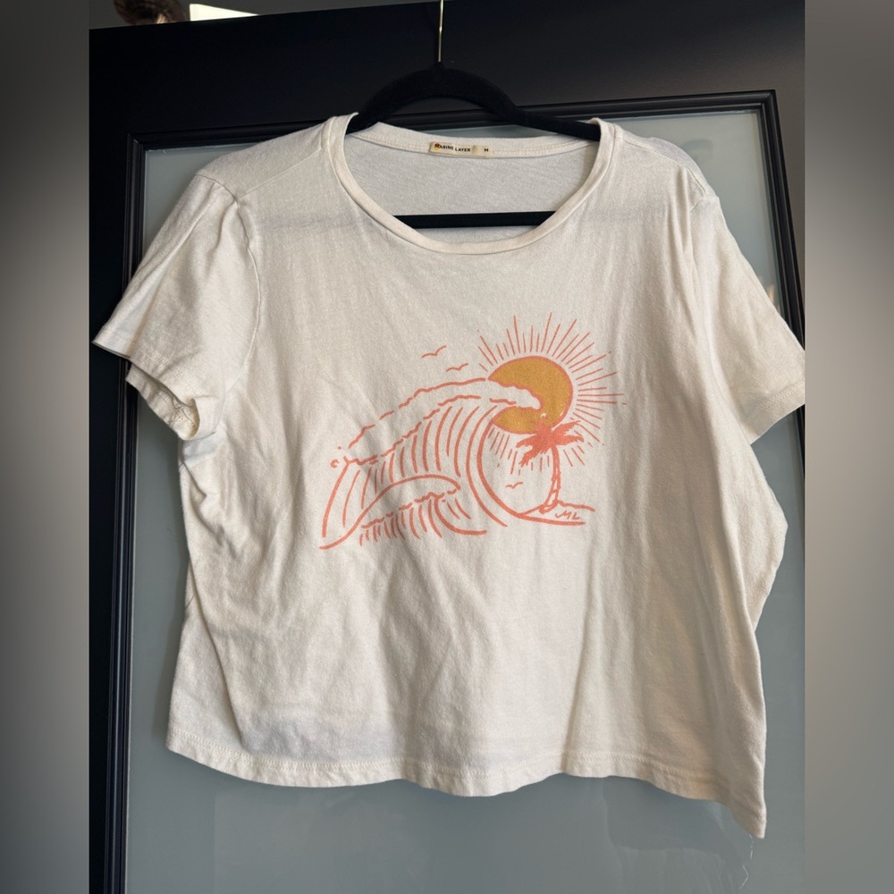 Marine Layer Cream Tee with Graphic Design
